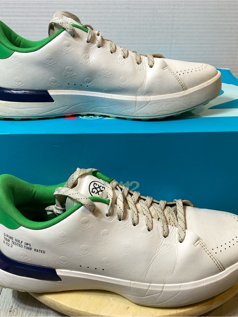 G/FORE G.112 Embossed Skull & Tees Hybrid Golf White Shoes Men's Size 11 US